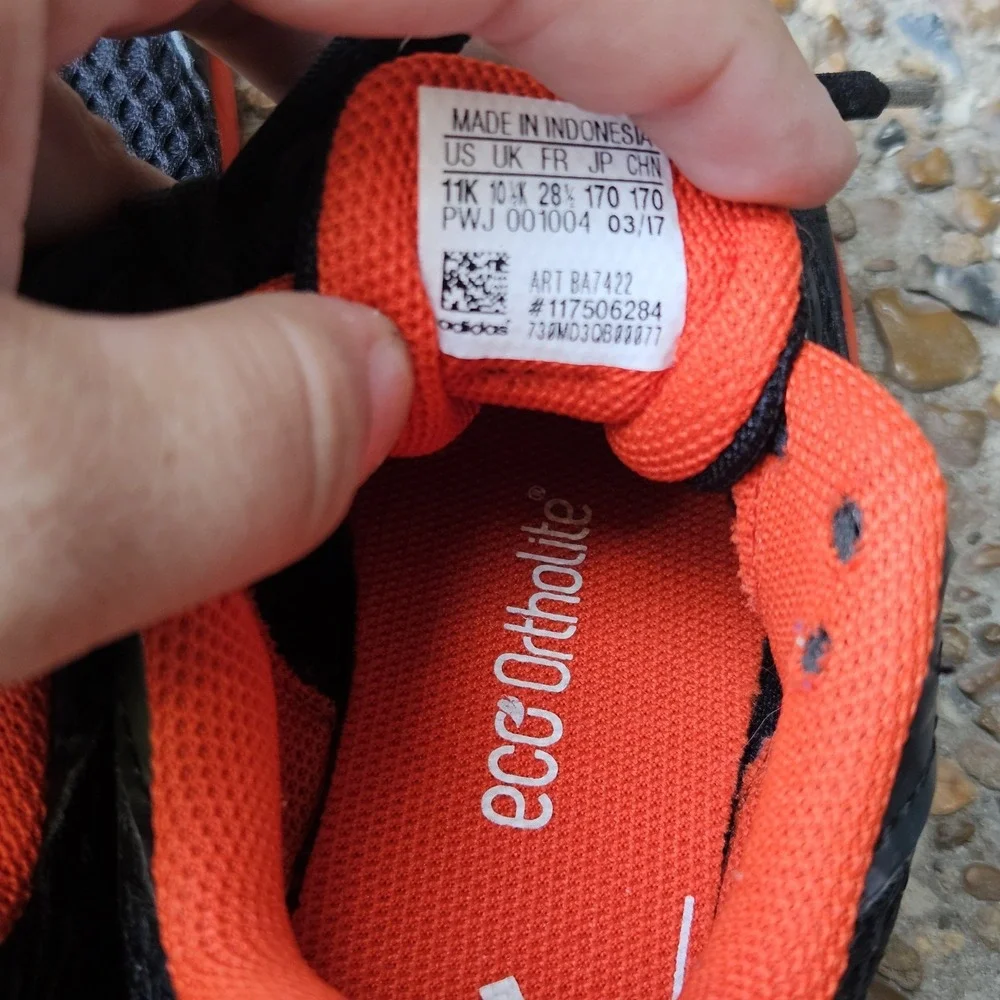 Adidas‎ EcoOrthoLite Toddler Boys Size 11 Athletic Shoes Black Red Sneakers